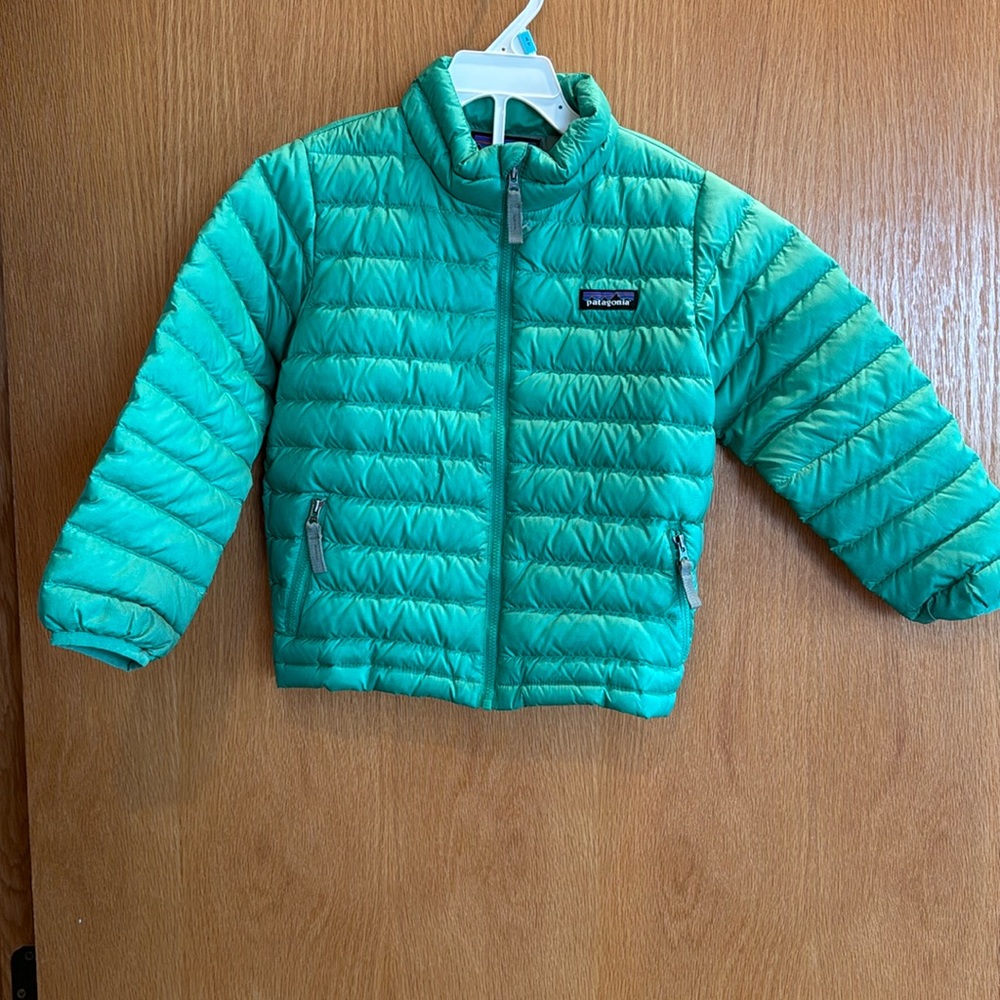 Patagonia kids green light down jacket